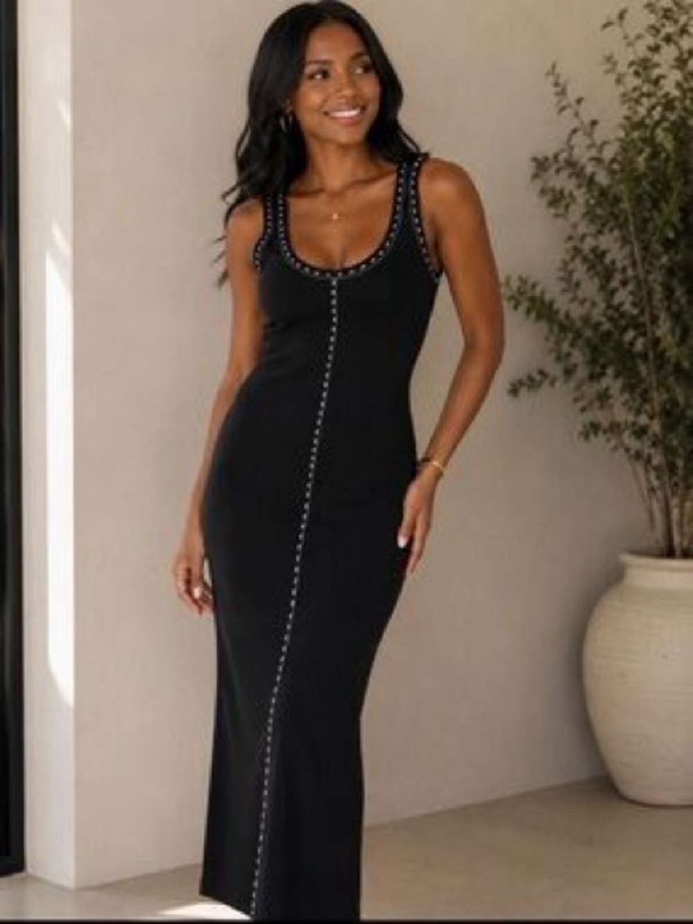 House of Harlow 1960 navy Stud-Trim Maxi Dress